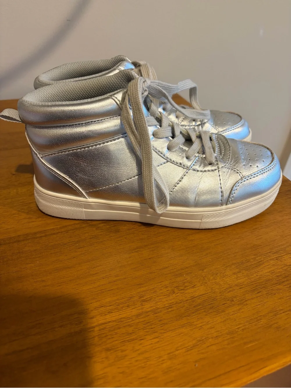 GAP Metallic Silver High-Top Sneakers